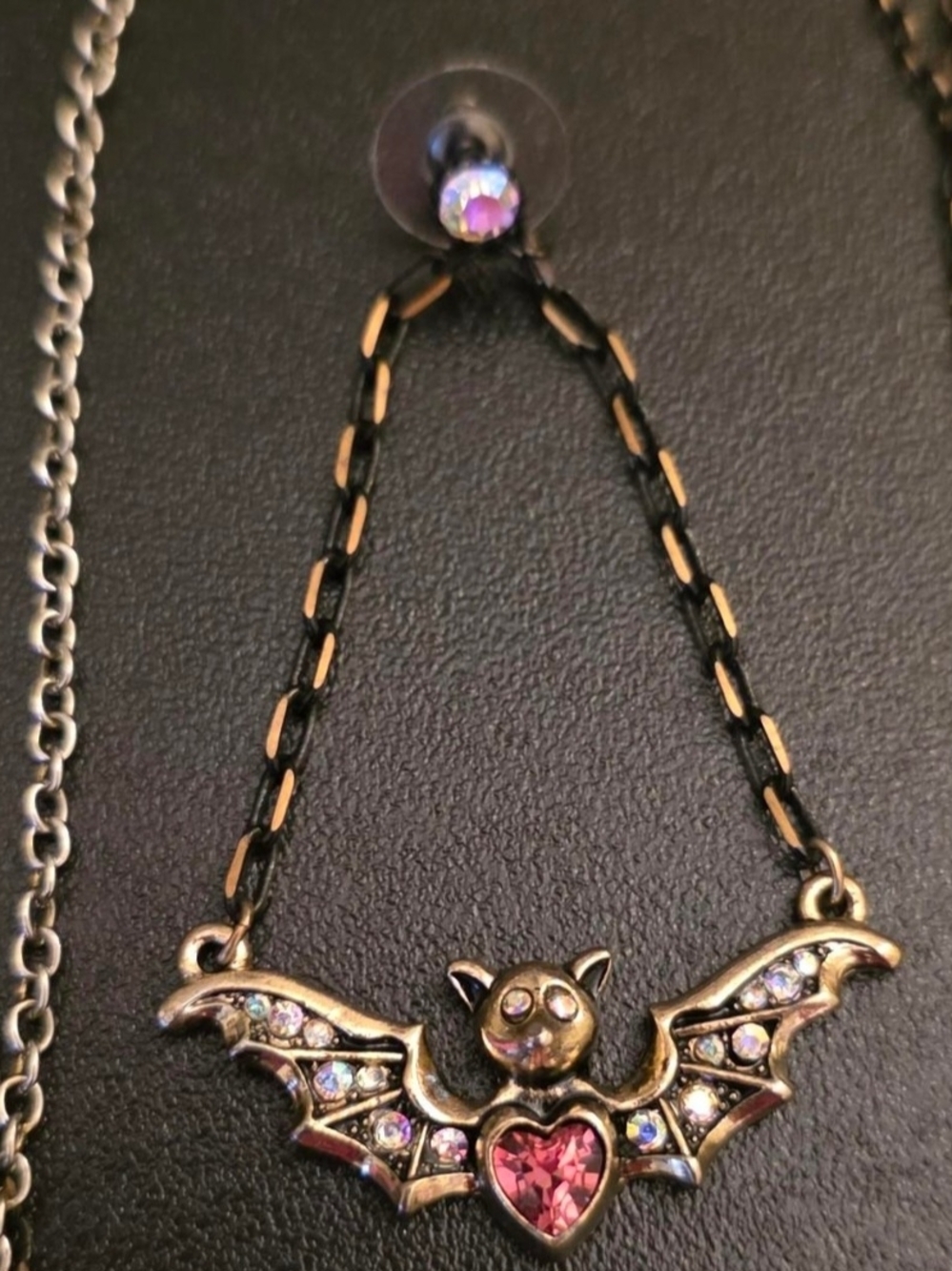 Vintage Betsey Johnson Creepy Critters Bat & Spider Necklace & Earrings Rare - Picture 5 of 9
